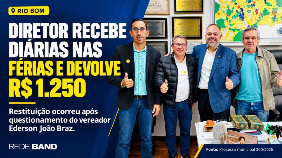 Documento sobre devolucao de diarias pelo diretor de Rio Bom